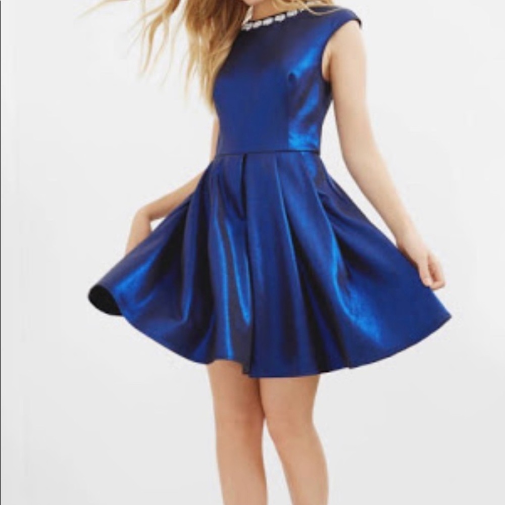 Ted Baker blue embellished skater dress. NWT US 6